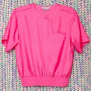 Vintage 80s Magenta Dolman Blouse w/ Shoulder Pads